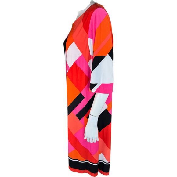 J Howard Shift Dress 18 Multicolor Geometric Half Sleeve Polyester Spandex - Picture 3 of 14